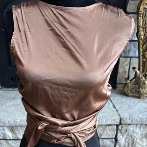Cider satin tan Pantsuit $22 size medium(6-8)